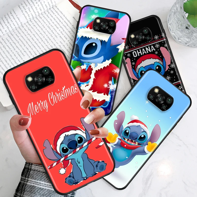 

Christmas Gift Stitch For Xiaomi Mi Play Mix 3 A2 A1 6X 5X Civi Poco F3 GT M3 M2 X2 F2 X3 NFC Pro C3 F1 Black Phone Case