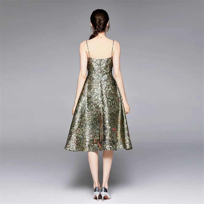 

Summer Sundress Sexy Spashetti Strap Dress Women Print Vintage Party Dresses HIgh Quality Fashion Robe Femme