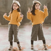 girls clothes sweater pants girls clothing plaid pattern girls tracksuit casual style childrens clothes 6 8 10 12 years old