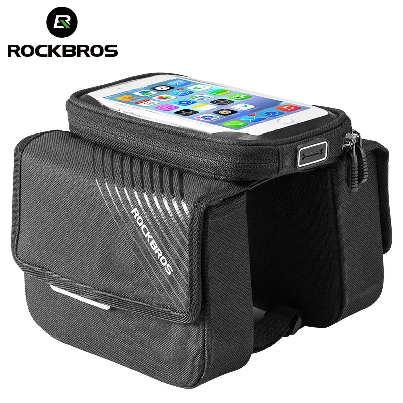 

ROCKBROS Bike Bag Phone Touch Screen Waterproof Bicycle Front Bilateral Saddle Bag MTB Road Bike Top Tube Bag 6.0 Inch Bicycle