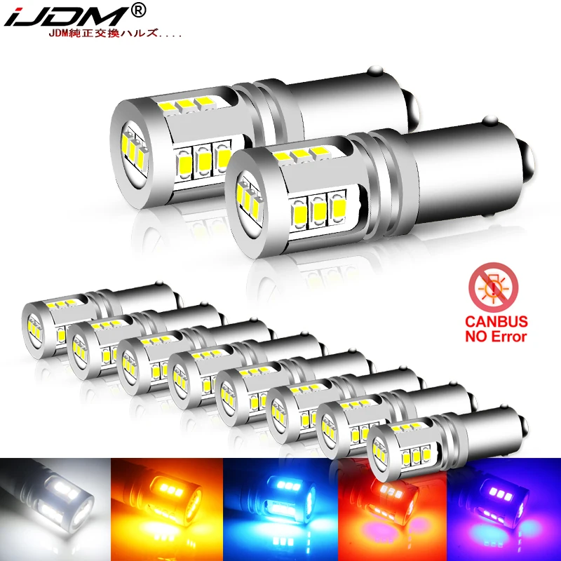 IJDM 10 шт. T4W BA9S светодиодный Blub BAX9S H21W BAY9S 12 в 24 В H6W H5W задний противотуманный