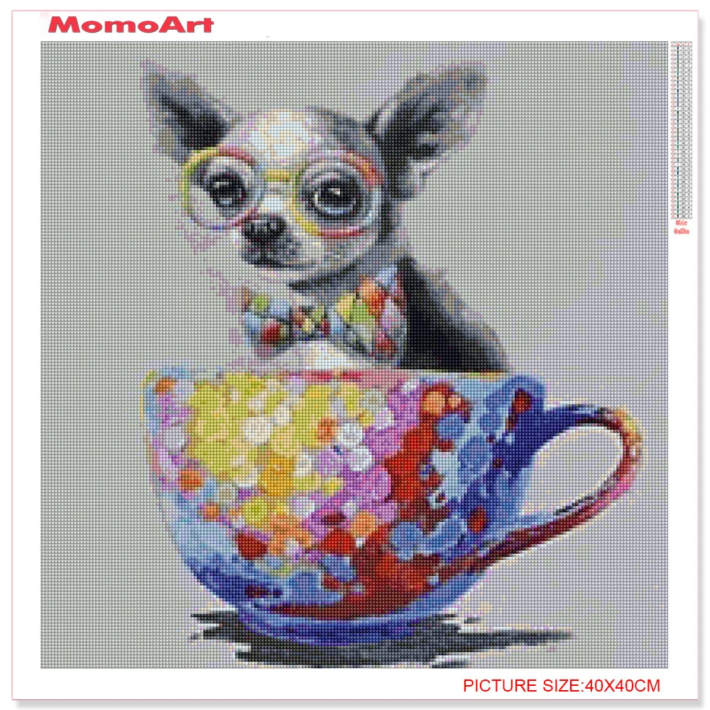MomoArt Diamond Painting Dog Full Drill Square Embroidery Cat Animal Needlework Colorful Cup Mosaic 5D DIY Wall Decor | Дом и сад