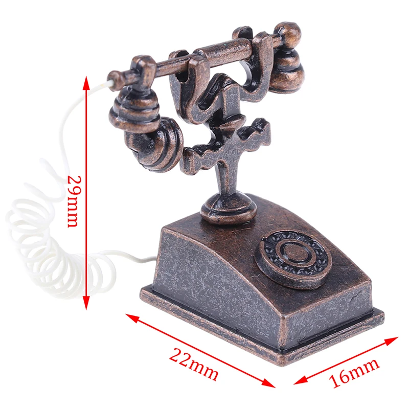 1:12 Миниатюрная модель телефона из сплава винтажный Вращающийся Ретро телефон