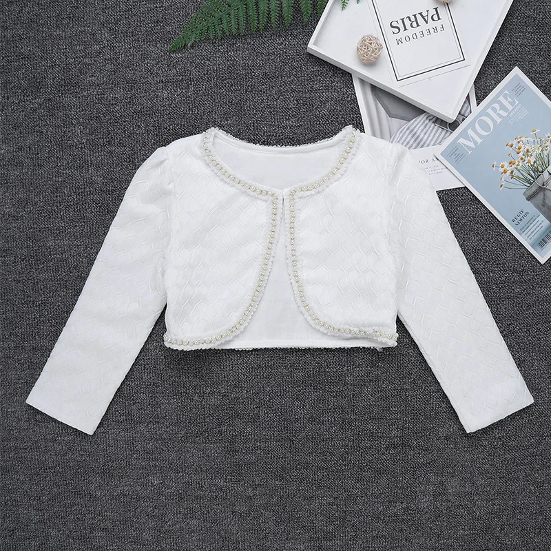 Женский короткий топ для балета белый кружевной болеро с длинными рукавами и