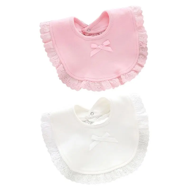 

Newborn Baby Girl Feeding Bibs Infant Cotton Saliva Towel Scarf Lace Bow Burp Cloth