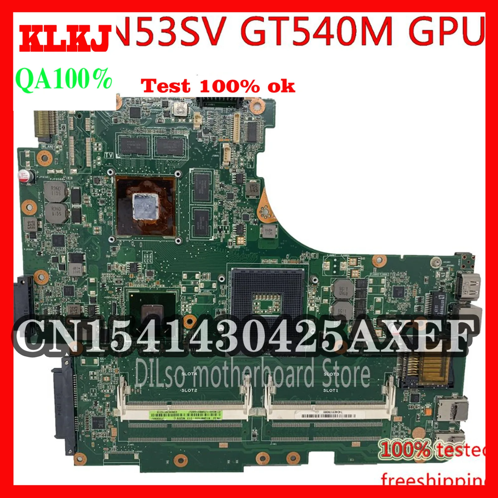 

Материнская плата KLKJ N53SV Материнская плата ASUS, N53S, N53SV, N53SN, N53SM, для ноутбука GT540M, 1G, Видео память, тестирование работы, 100% оригинал