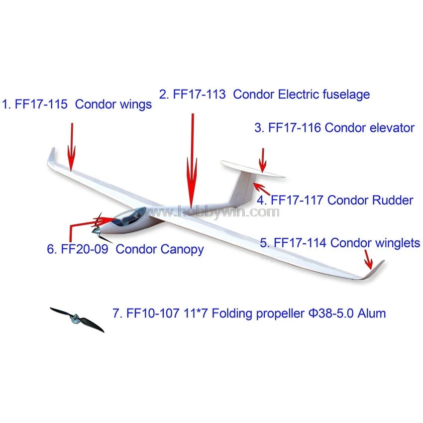 Радиоуправляемая модель Sailplane Condor Magic EVO4 Электрический планер 3000 мм с мотором Кок воздушного винта ESC Servo