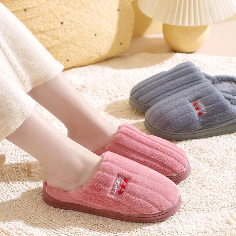 2021 New Candy Color Cotton Slippers Autumn and Winter Plush Warmth and Wear-resistant Home Indoor Cotton Slippers