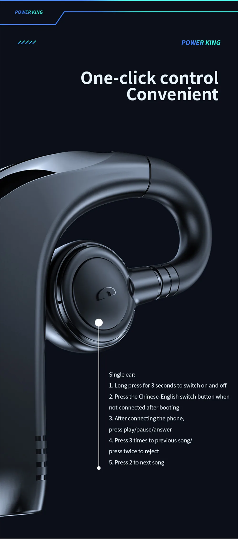 Kebidu Bluetooth 5.2 Беспроводная деловая гарнитура время работы от батареи 20 часов