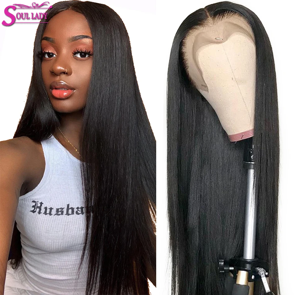 

Straight LaceFront Wig Human Hair Transparent Lace Malaysian Hair Straight Frontal Wig Preplucked And Bleached Knots Lace Wigs