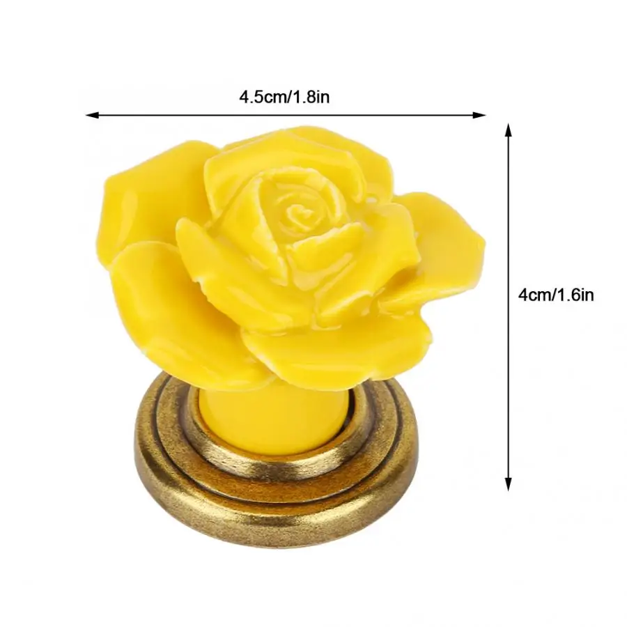 Одно отверстие Роза дверь шкафа керамические ручки для шкафчиков Рули
