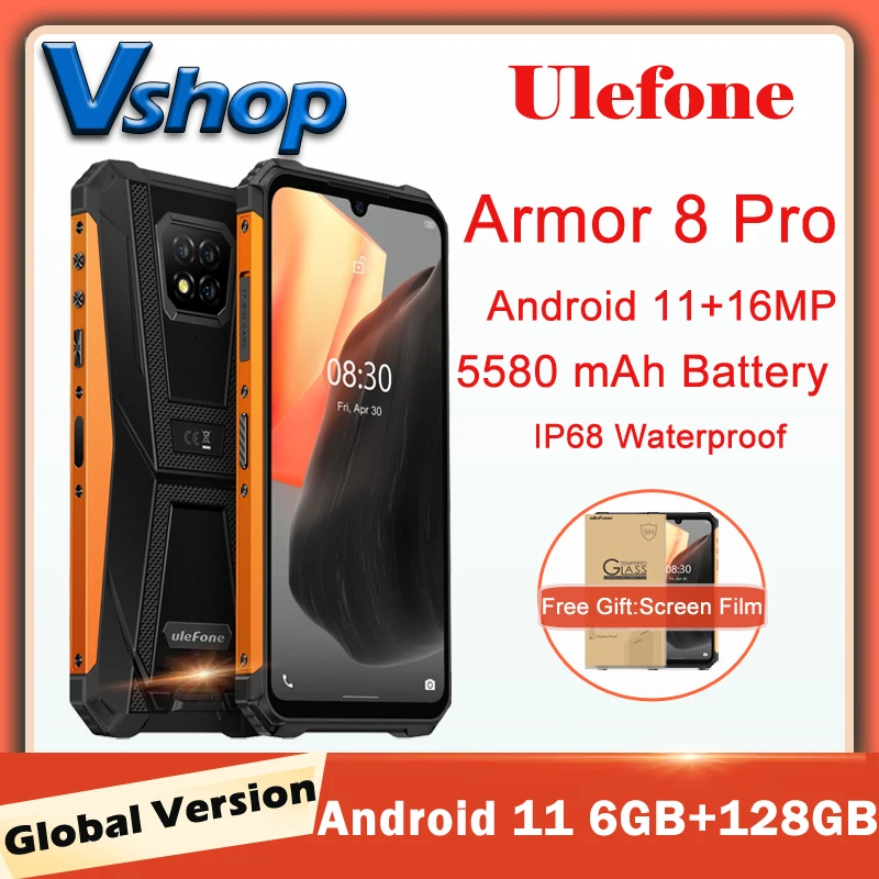 Смартфон Ulefone Armor 8 Pro 6 + 128 ГБ Android 11 1 дюйма NFC/IP68 5580 мА · ч|Смартфоны| |