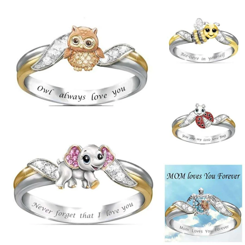 Кольца с кристаллами для девочек милые детские кольца мультяшными животными