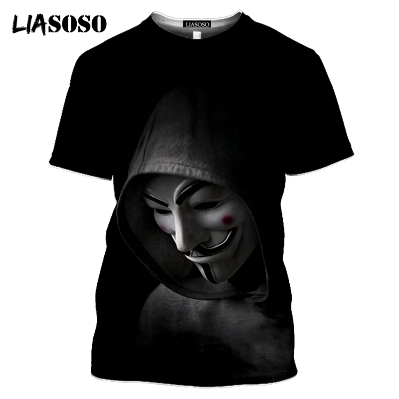 LIASOSO 3D новая мужская футболка с героями мультфильмов Маска Клоун рубашка