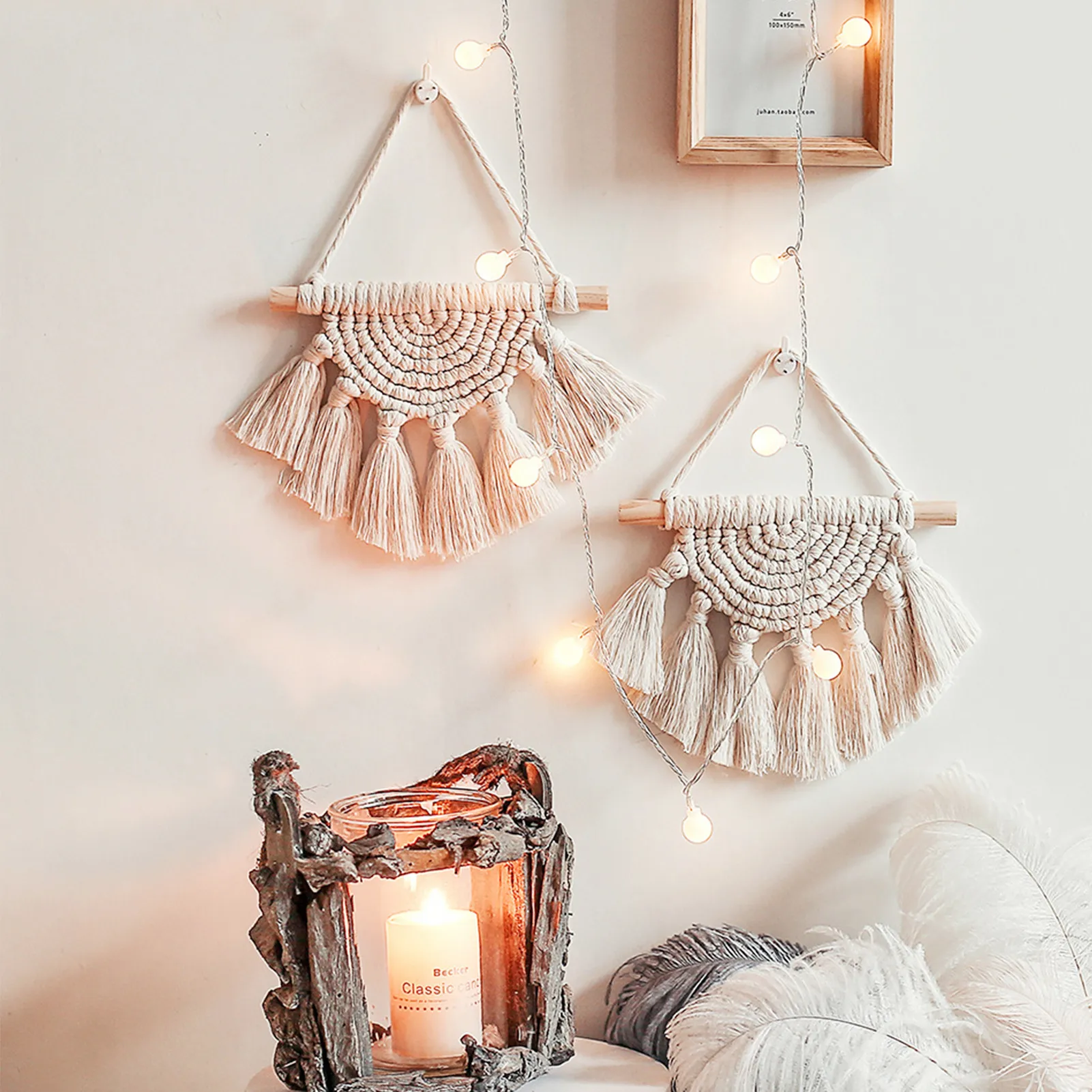 

NEW Macrame Wall Hanging Cotton Rope Tapestry Tassel Hand Woven Bohemian Tapestry Geometric Art Beautiful Living Room Home Decor