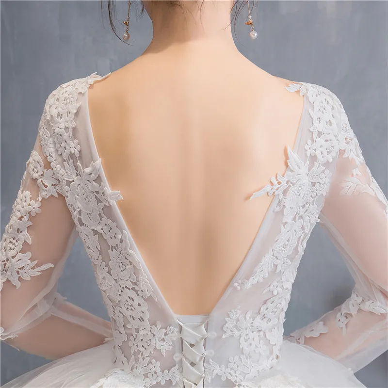 

Elegant Beautiful Long Sleeve Plus Size Wedding Dress Luxury Appliques Sweetheart Sexy BlackLess Vestido De Noiva Bride Gowns