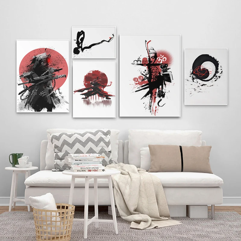 

Japanese Ukiyoe HD Canvas Art Poster Wall Pictures Samurai Ninja Katana Living Room Decorative Painting Print Tattoo Shop Mural