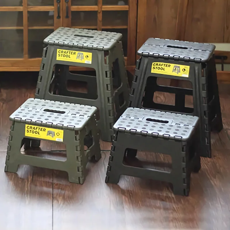 Thick plastic folding stool home space saving children adult outdoor portable load bearing 150kg small | Мебель