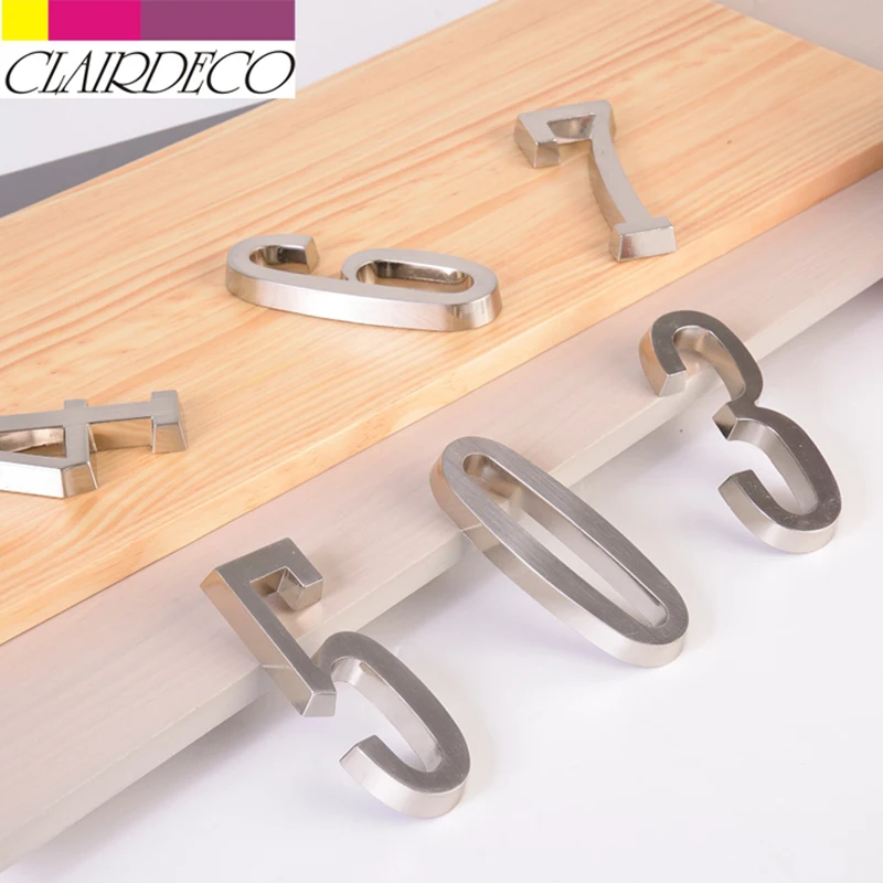 Клей 4 &quot101 мм Высота номер дома стикер двери для цифры цинковый сплав сатин