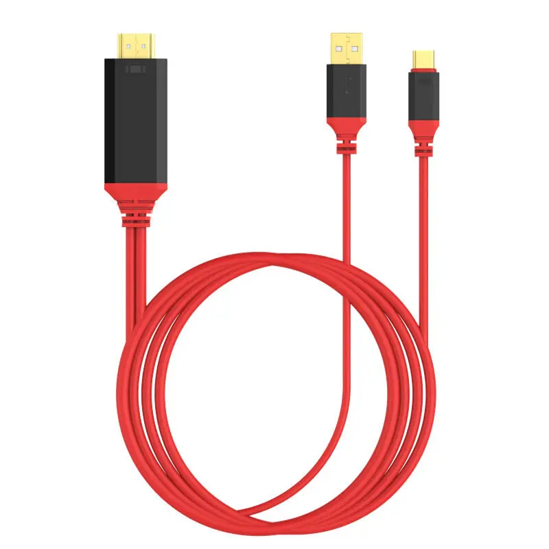 USB 3,1 type C к HDMI 2 м Кабель-адаптер конвертер Ultra HD 1080P 4k зарядка HDTV Видео кабель для samsung S8 S9 huawei P10 Plus