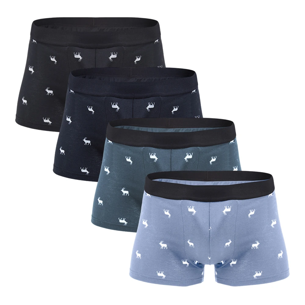 Men's Panties Cotton Printing Underwear Men Set Soft Men Underpants Boxer Pouch Man Boxer Shorts Underwear High Quality 4PCS