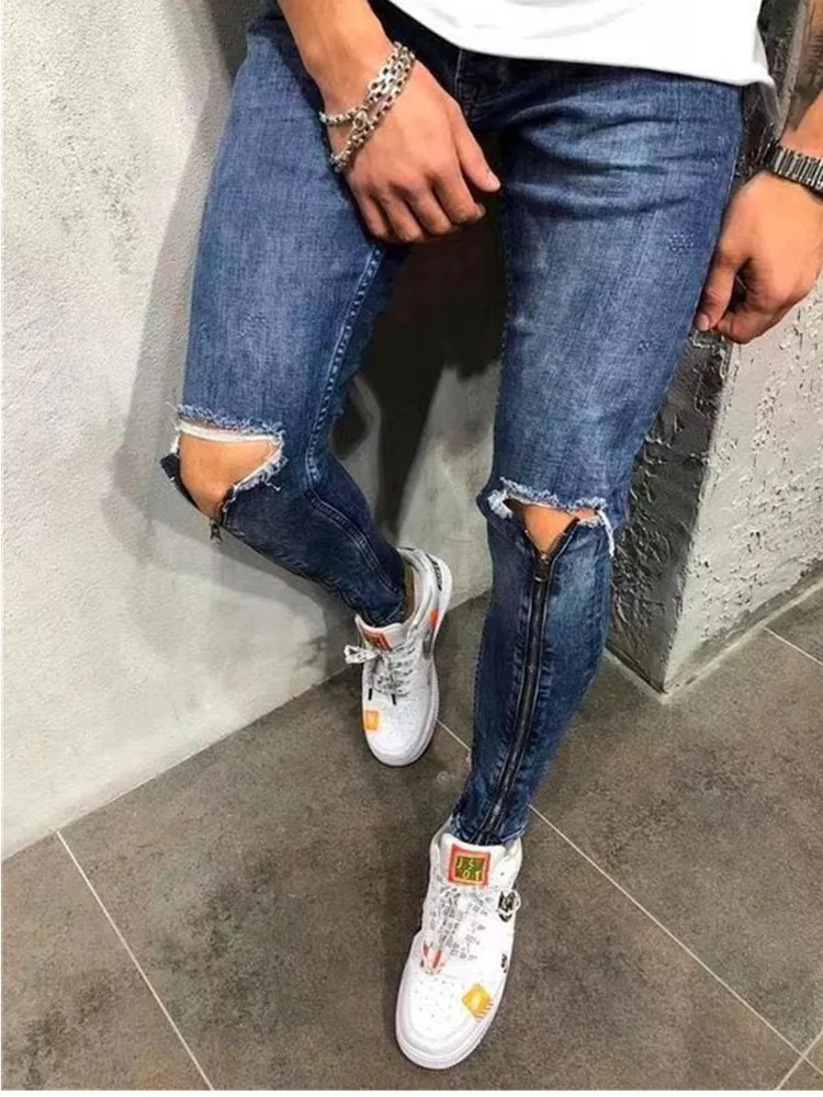 Для мужчин s стильные дизайнерские брендовые черные джинсы обтягивающие штаны на