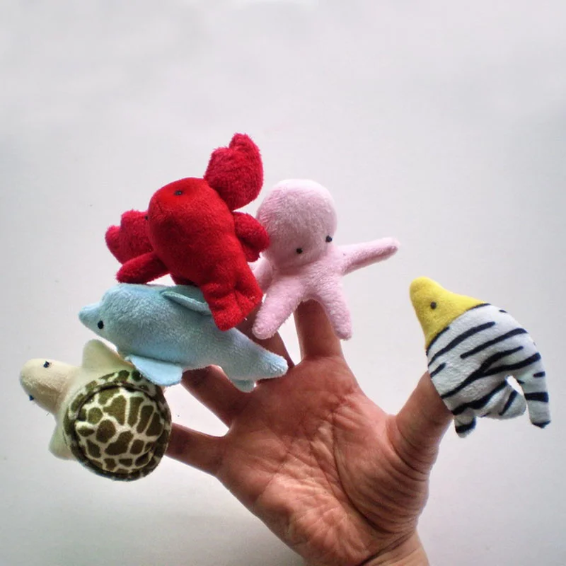 

10 Animal Ocean From Animated Cartoons Fuzzy Finger Puppet Toys Soft Velvet Toys Storytelling Doll Precoccation Learning