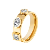 luxury round square cz crystal ring gold plating big cz stone ring for men women wedding engagement ring jewelry gift