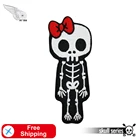 Нашивка с красным бантом и черепом, для одежды