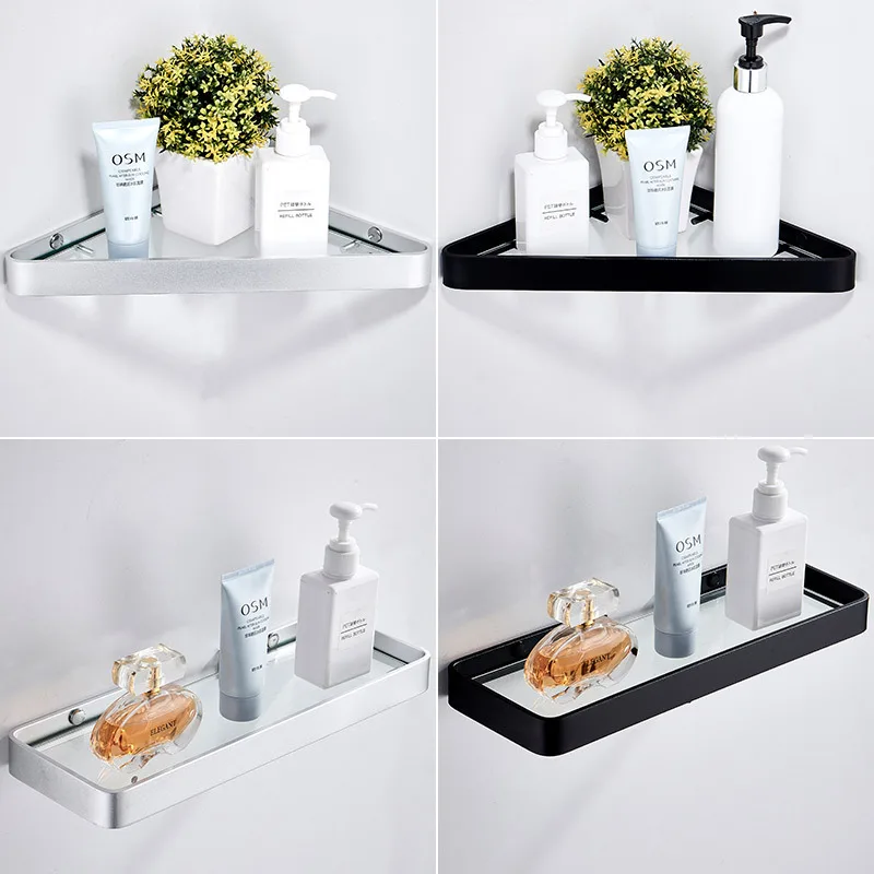 Стеклянная полка для ванной комнаты 25 см 35 45 космическое алюминиевое закаленное