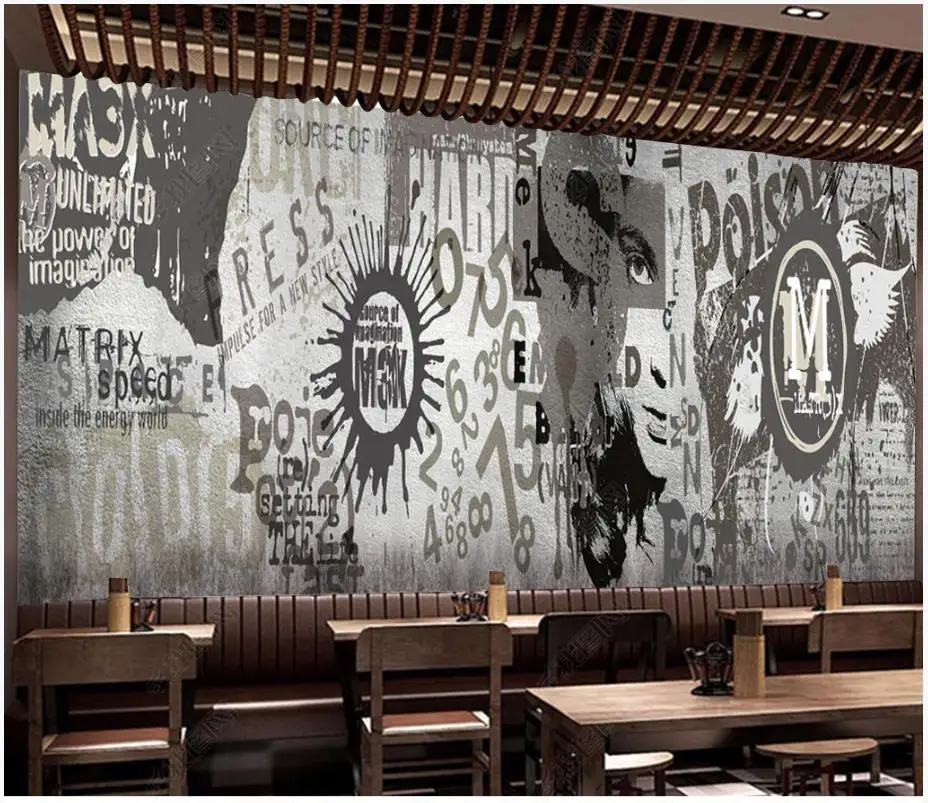 

Custom photo wallpapers 3d murals wallpaper for walls 3 d European and American brick street graffiti bar ktv background wall