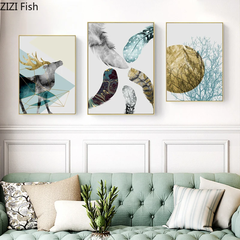 Прямоугольная абстрактная струйная настенная живопись геометрический Лось