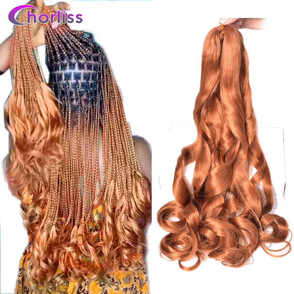 

Loose Wave Spiral Curl Braid Synthetic Hair Ombre Pre Stretched Crochet Braiding Hair For Women Extensions French Curls
