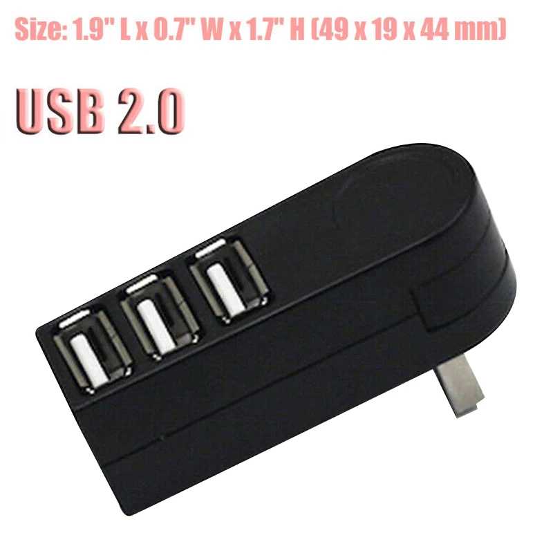 Портативный 3 порта USB 2 0 концентратор Мини 270 Поворотный сплиттер ноутбук ПК