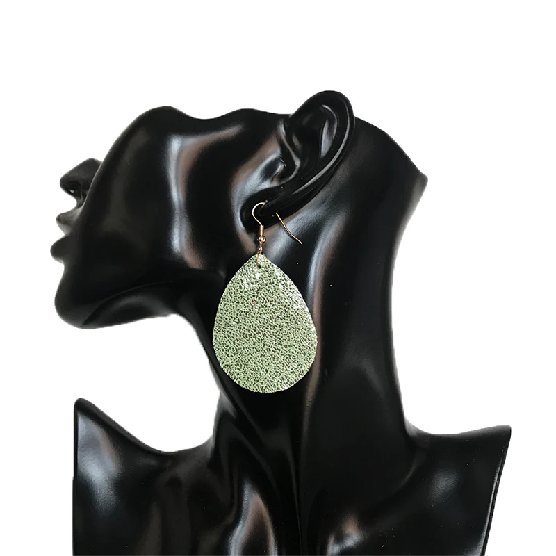 Модные блестящие серьги M & G из натуральной кожи кожаные Подвесные в форме капли