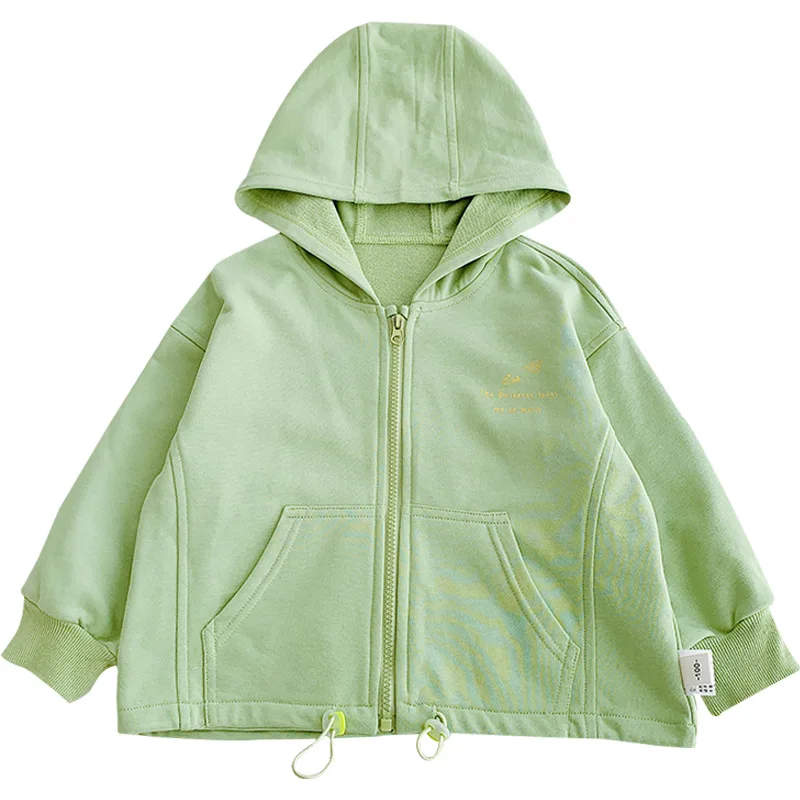

WLG Boys Girls Jacket Kids Clothes Spring Fall Orange Green Hooded Long Sleeve Zipper Coats Baby Casual All Match Outerwear