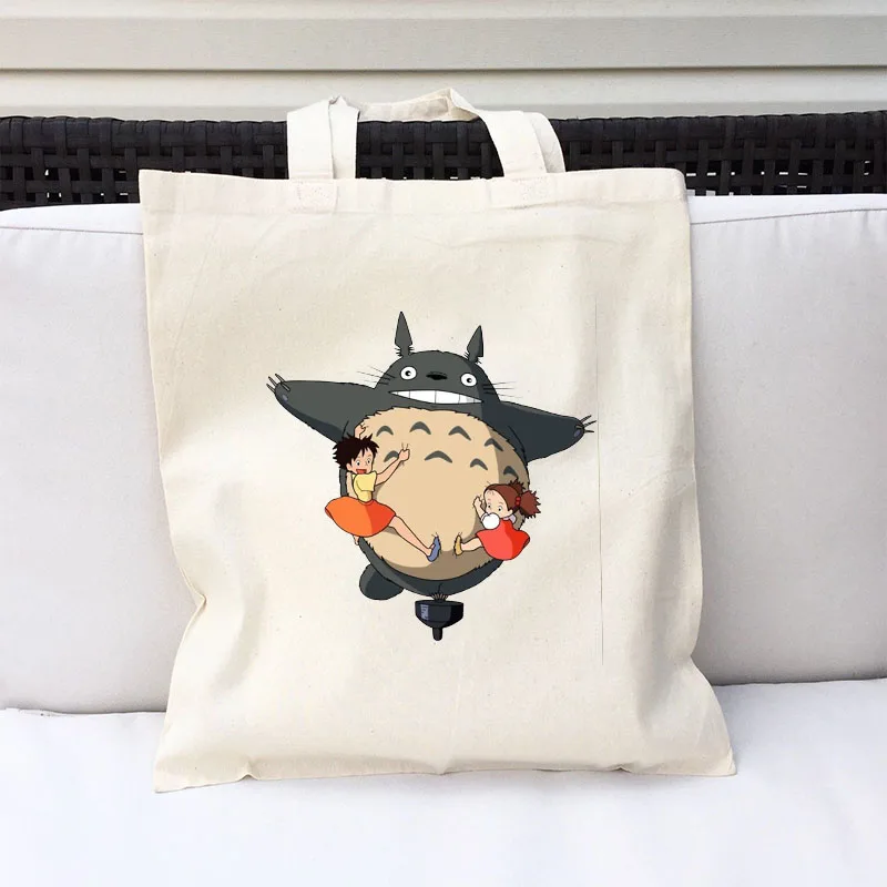 

Japan Totoro Studio Ghibli Miyazaki Hayao Anime Kawaii Graphic Cartoon Print Shopping Bags Girls Fashion Casual Pacakge Hand Bag