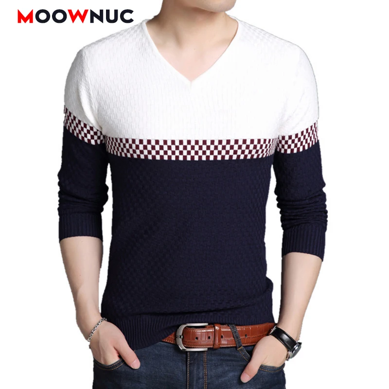 

2020 Casual Pullover Fashion Sweater For Men Hombre Patchwork High-Quality Cotton Spring Autumn Long Sleeve Male Warm Fit Youth