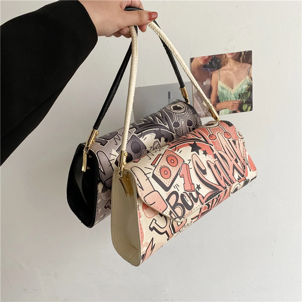 

Креативные Мультяшные граффити Сумки для женщин 2021 мягкие сумки на плечо из искусственной кожи женские сумки с клапаном и кошельки