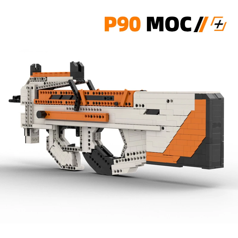 P90 Submachine Gun Asiimov Color Matching MOC Military Series Building Blocks Collection Toys For Children Kids xmas Gifts