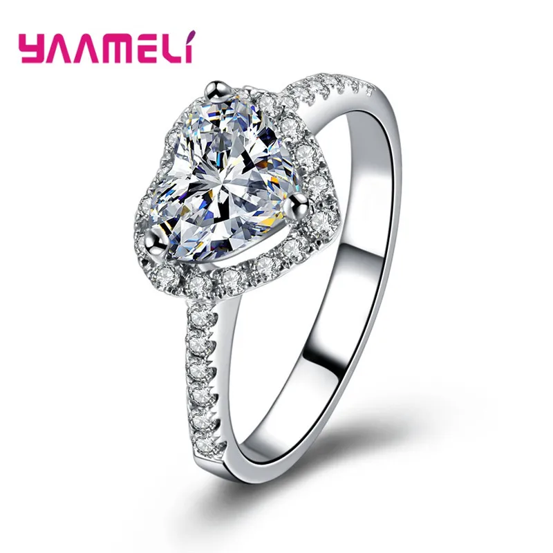 Love Heart Rings Cubic Zircon Midi Knuckle Finger Ring for 925 Sterling Silver Women Wedding Engagement Crystal Jewelry Gift | Украшения и