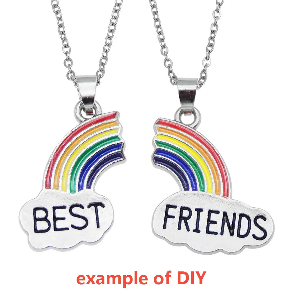 Новые эмалевые радужные подвески 2 шт. металлические с надписью Best Friends для