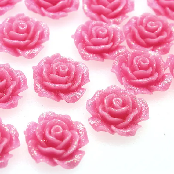 30 шт ярко-розовый Кабошон 18 мм цветок украшение плоская задняя часть ювелирных
