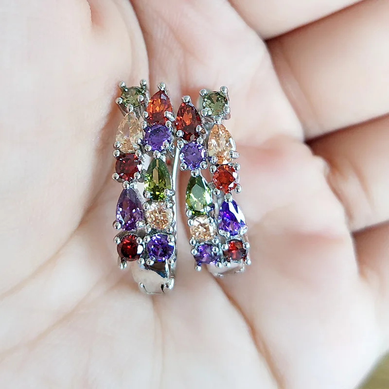 

Unique Rhinestone Crystal Stud Earrings for Women Slim U-shaped Ear Clip Zircon Hoop Jewelry Fashion