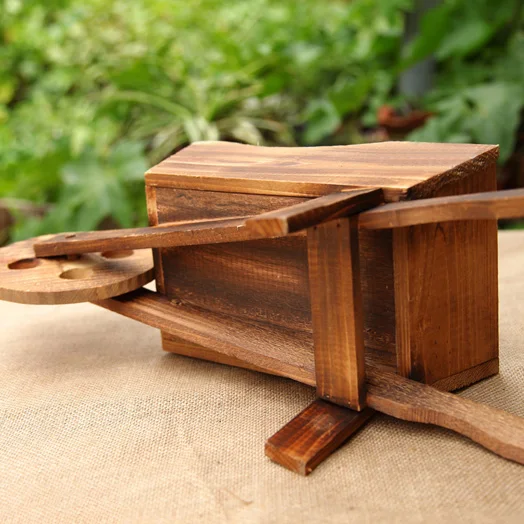 

carbonization finish handmade solid wood wheelbarrow planters