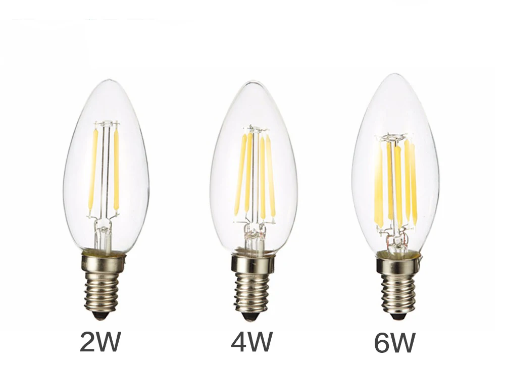 E14 Led Bulb 220v 240v 110v E12 2W 4W 6W C35 Candle Light Bulb Retro Edison Filament Lamp Chandelier Lighting Blub Home Decor