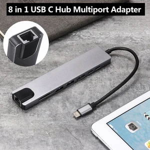 Usb-хаб к USB 3,0 Женский 4K HDMI совместимых с 8 в 1 Порты адаптер Многофункциональный Ethernet адаптер сетевой разъем для MacBook