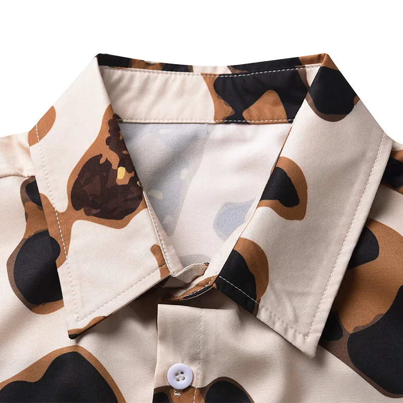 

Spring/summer 2021 new personality street abstract digital print loose casual lapel men's shirt