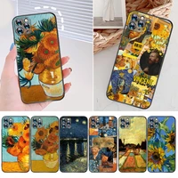art chrysanthemum night sky phone case for iphone 12 11 xs xr x 8 7 6s 6 plus pro max se 2020 van gogh oil painting carcasa