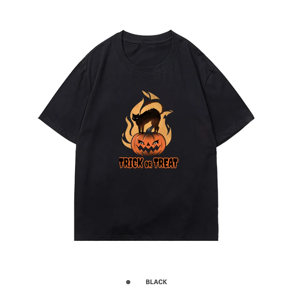 

Halloween Trick Or Treat Print Woman T Shirts 2021 Summer Anime Streetwear S-XXXL Vogue T Shirt O-neck Cotton Fit Woman T Shirts